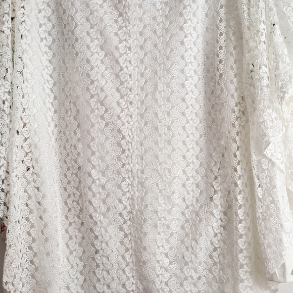 Brittany Black Womens White Lace Floral Poncho Blouse Size Large Spring Summer - Picture 6 of 13